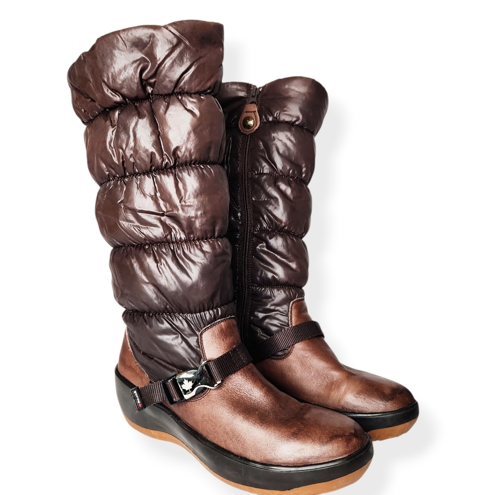 Pajar Toboggan Brown Puffer Zip Up Snow Winter Boots Women's Size 9.5
